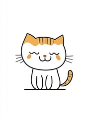 Fototapeta premium Happy Cat: a simple cartoon cat. It embodies the essence of joy and contentment with its serene expression and delightful presence.