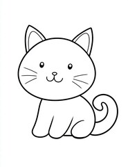 Fototapeta premium Adorable Cartoon Cat: A simple, charming cartoon cat design, perfect for coloring pages, children's books, or any project needing a cute feline friend.