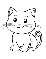 Obraz premium Cute Kitty Coloring Page: This adorable cat illustration is perfect for coloring pages, activity books, and kids' crafts. Its simple lines and friendly face make it easy and enjoyable to color.