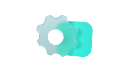 3d Minimalis setting icon with glass morphism transparent