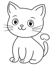 Obraz premium Smiling Cartoon Cat: A delightful and simple cartoon illustration of a cute, smiling cat, perfect for children's content and design projects. 