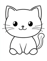 Adorable Cat Contour: A cute and simple outline of a charming kitten with a happy expression, perfect for coloring pages and creative projects.