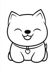 Fototapeta premium Joyful Pup's Silhouette: A cheerful and adorable dog illustration exudes positivity and playful charm, presented in a clean silhouette style. 