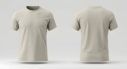 T-shirt Mockup Displaying Front and Back Views on Light Background