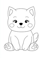 Naklejka premium Cuteness Unleashed: A simplified, adorable cartoon rendition of a sitting puppy, exuding charm through its welcoming pose and simple lines. 