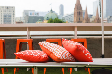 orange outdoor seating area