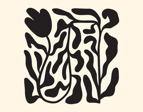 Beautiful and unique contemporary botanical abstract plant poster art. vector floral motifs