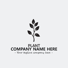 Plant illustration for logo company black and white vector image
