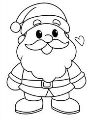 Fototapeta premium Whimsical Santa Claus Sketch: A charming and playful illustration of Santa Claus, rendered in a simple, delightful outline, perfect for coloring and sparking holiday cheer.