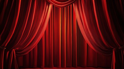 Elegant Red Stage Curtain with Curved Drapery