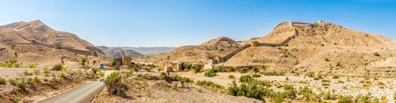 Panoramic view at the Ranikot fort also known as the Great Wall of Sindh in Pakistan