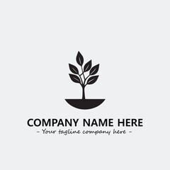 Plant illustration for logo company black and white vector image
