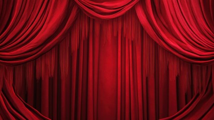 Rich Red Stage Curtains with Realistic Folds