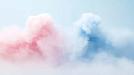 Fototapeta premium Colorful pink and blue smoke clouds in soft gradient