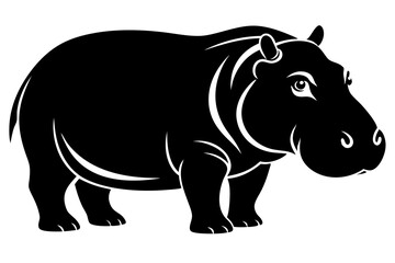 Obraz premium hippopotamus silhouette line art vector illustration