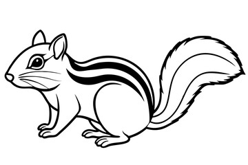 chipmunk silhouette line art vector illustration
