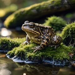 Obraz premium Southern Toad Hopping Through a Muddy Path After the Rain