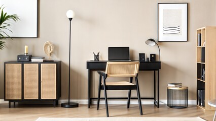 Mock up canvas picture wall artwork frame copy blank paste text cozy working space