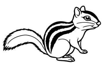 chipmunk silhouette line art vector illustration