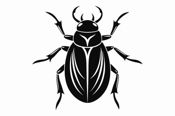 beetle silhouette line art vector illustration