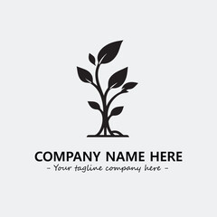 Obraz premium Plant illustration for logo company black and white vector image 