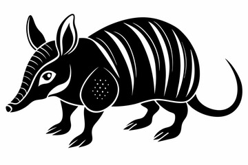 armadillo silhouette line art vector illustration