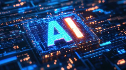 Obraz premium AI technology displayed on circuit board