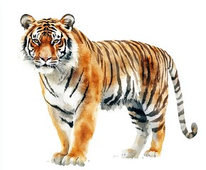 Fototapeta premium Watercolor Tiger – Wild Animal Illustration, Isolated on White Background