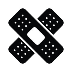 Two crossed bandages representing medical aid and safety.