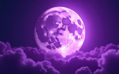 Fototapeta premium Funky Purple Haze Surrounding the Moon – Mystical Night Sky
