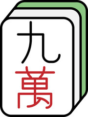 Cartoon outline style Chinese Mahjong