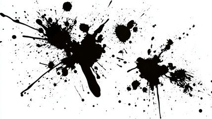 Obraz premium Abstract black ink splatter on white background
