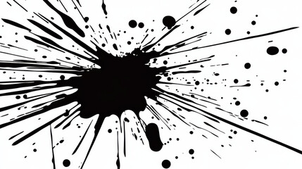 Abstract black ink splatter on white background