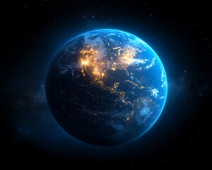 Fototapeta premium Earth at Night, Space View (1)