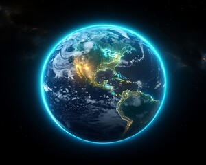 Obraz premium Earth at Night, Space View