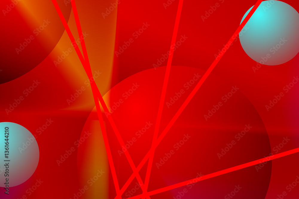 Fototapete vibrant red background with lines and soft circles creating an abstract pattern. the backlight effec