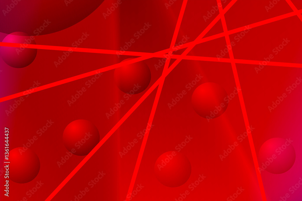 Fototapete vibrant red background with lines and soft circles creating an abstract pattern. the backlight effec