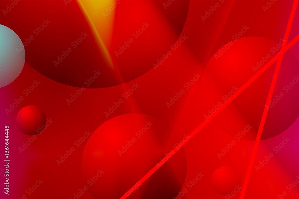 Fototapete vibrant red background with lines and soft circles creating an abstract pattern. the backlight effec