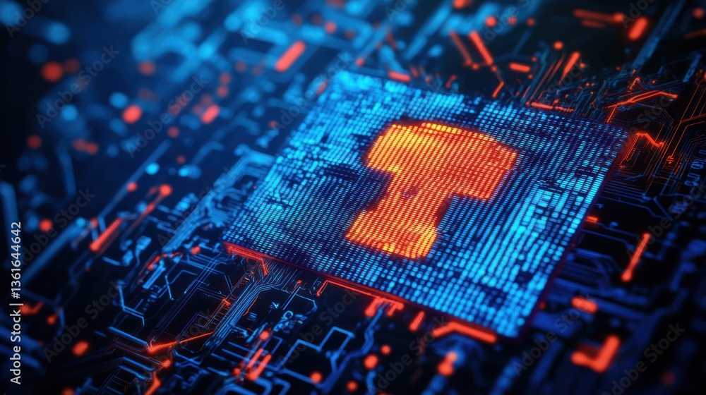 Poster circuit board with glowing processor
