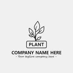 Plant illustration for logo company black and white vector image
