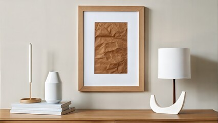 Mock up canvas picture wall artwork frame copy blank paste text 