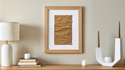 Mock up canvas picture wall artwork frame copy blank paste text 