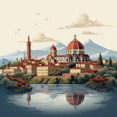 Obraz premium Elegant Florence City Design in a Minimalistic Artistic Style