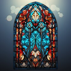 Vibrant Medieval Stained Glass Window Illustration with Detailed Design