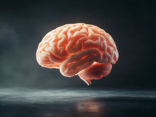 Detailed representation of a human brain highlighting brain science for productivity and cognitive enhancement techniques