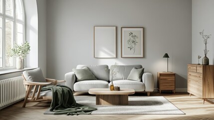 Fototapeta premium Modern living room interior design, calm atmosphere