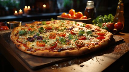 Delicious Italian Pizza with Crispy Crust and Tomato