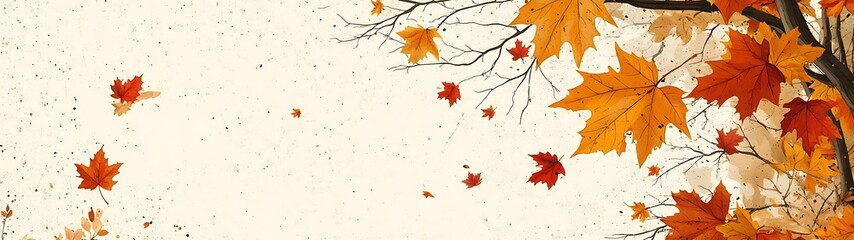 Fototapeta premium A beautiful artistic depiction of falling autumn leaves and branches
