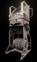 View of computer monitor industry science fiction render 3d technology wallpaper background