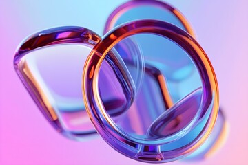 Radiant Glass Discs: 3D Render of Shapes with Colorful Reflections Highlighting Elegance and Visual Harmony